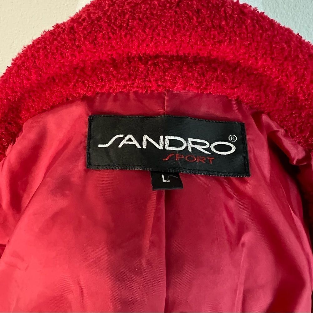 Sandro Sport Red Soft Textured Button Front Sweater Women's Large Pockets - Picture 7 of 7